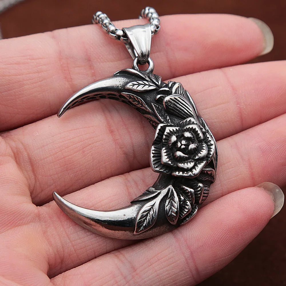 Rose Moon Pendant — Stainless Steel