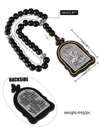 Russian Orthodox Icon Wood Rosary Pendant Necklace Prayer Beads