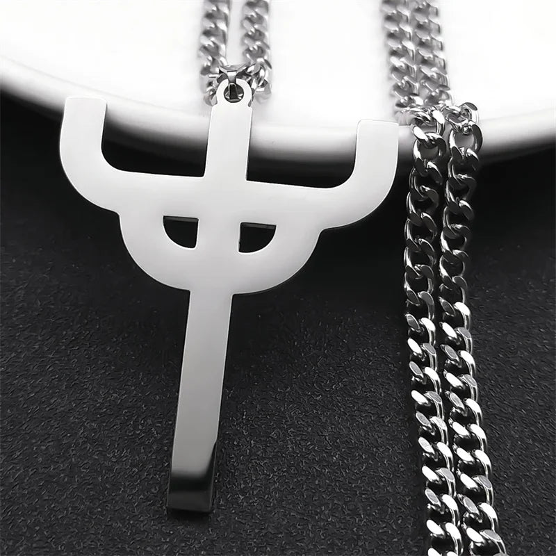 Gothic Silver Pendant Chain Necklace — Stainless Steel