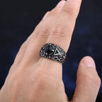 2024 New Vintage Sigil Lucifer Rock Ring 316L Stainless Steel Seal of Satan Rings for Men Male Punk Rock Jewelry Gift