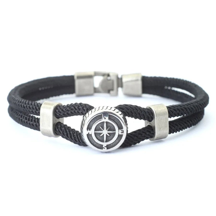 New Compass Braslet Viking Nautical Rope Braslet Fashion Mens Bracelet Antique Pulsera Hombre Armband Herren Wrap