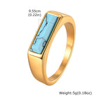 Natural Stone Geometric Ring — Stainless Steel