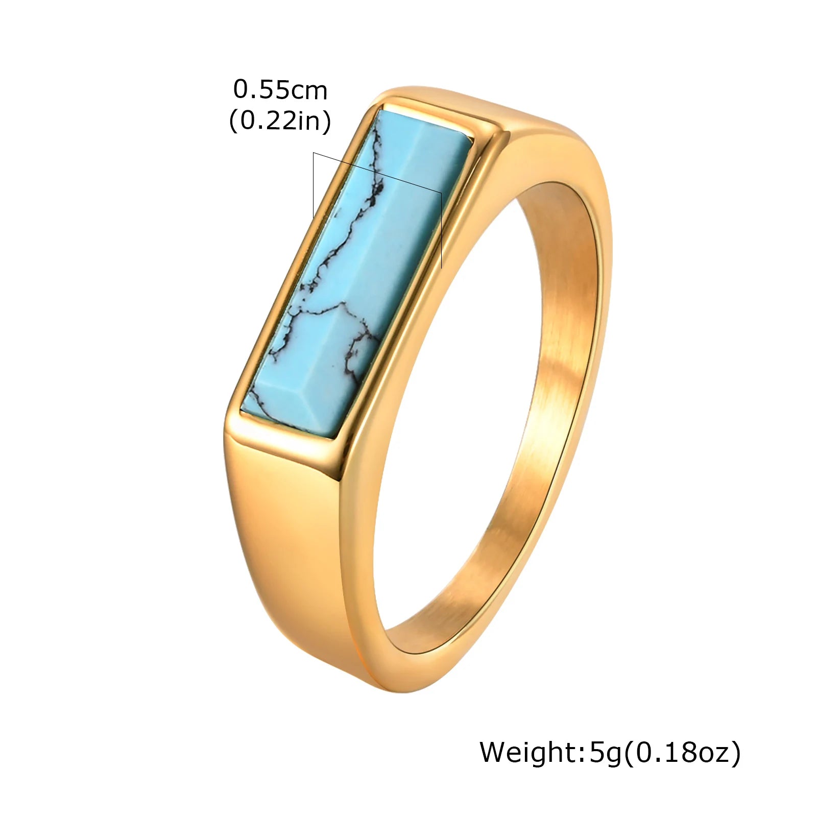 Natural Stone Geometric Ring — Stainless Steel