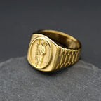 New gold color Catholic Saint Jude Crucifix Ring for men ins Stylish 316L Stainless steel bible Jesus exorcist