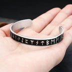 Nordic Viking Rune Open Cuff Bracelet — Stainless Steel
