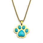 Cute Cat Dog Claw Pendent Necklace For Women Men Stainless Steel Silver Color Stone Animal Pet Lover Gifts Jewelry