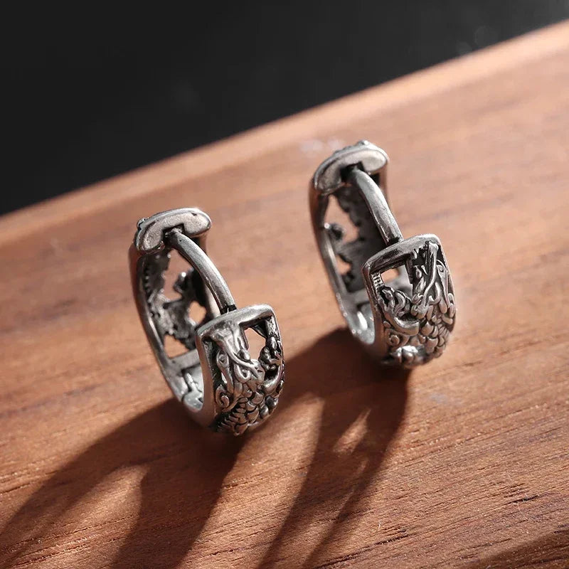 Gothic Spiked Hoop Earrings Small Textured Huggie — Two-Tone