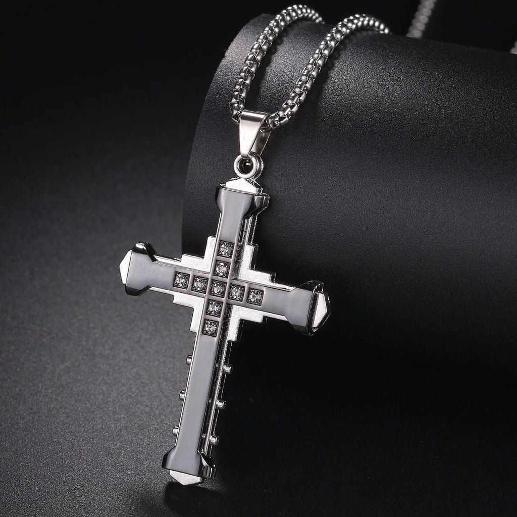 Christian Jesus Cross Necklace For Women Men Stainless Steel Chains Choker Religion Pendants Jewelry Prayer Baptism Gift
