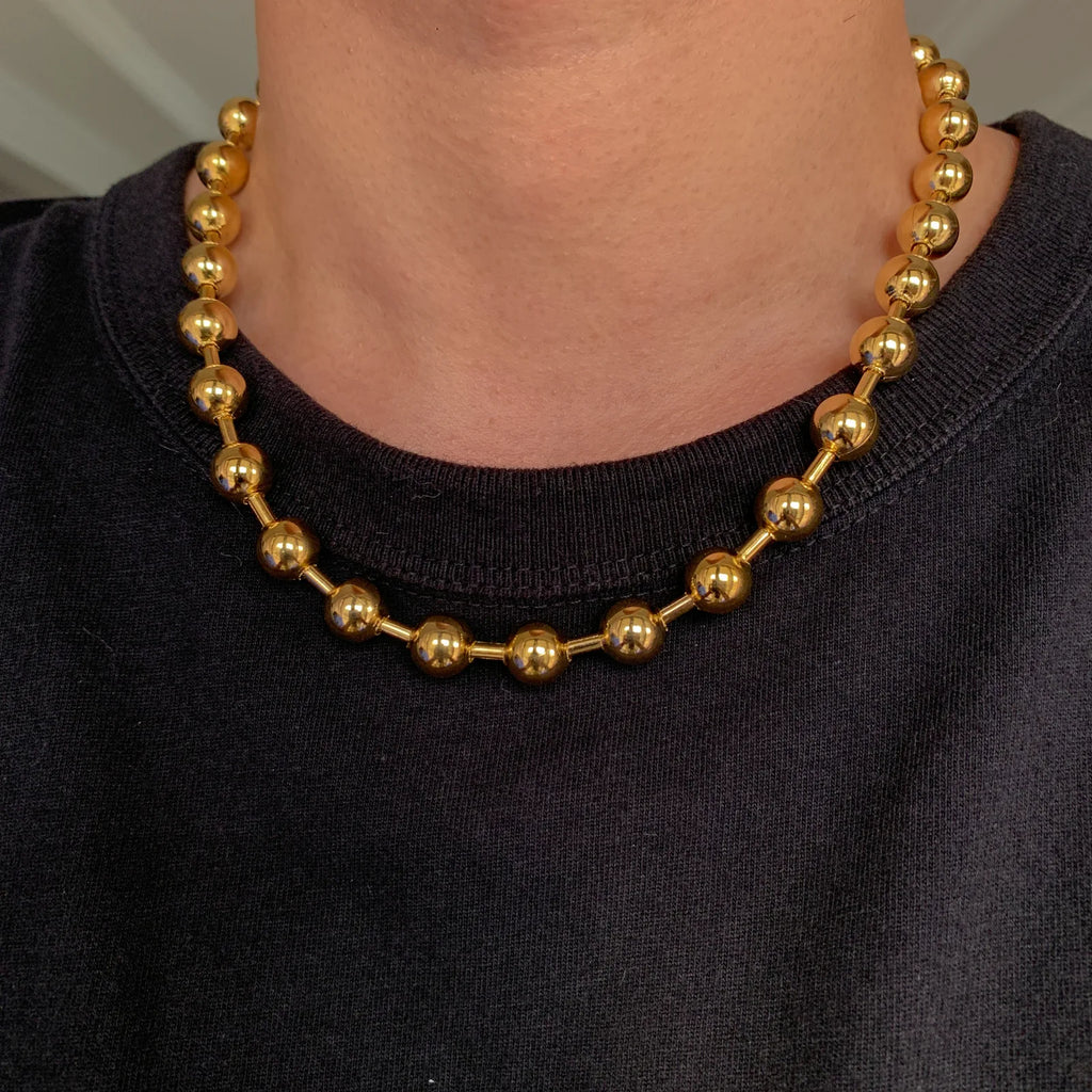 7inch-40inch 6/8/10/12mm Punk Jewelry 316L Stainless Steel Silver or Gold Color Ball Chain Necklace For Women Men Fashion Gift