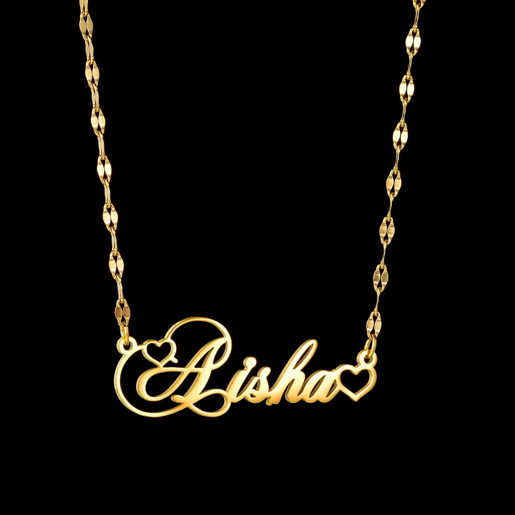 Custom Crown Heart Pendant Necklace — Stainless Steel