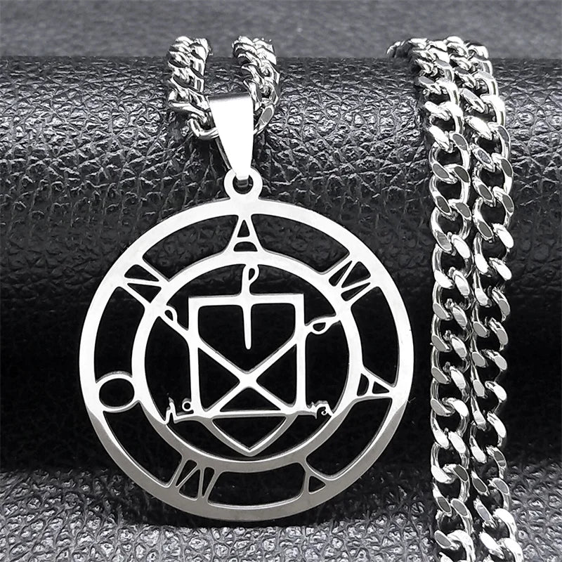 Silver Sigil Pendant Necklace — Stainless Steel