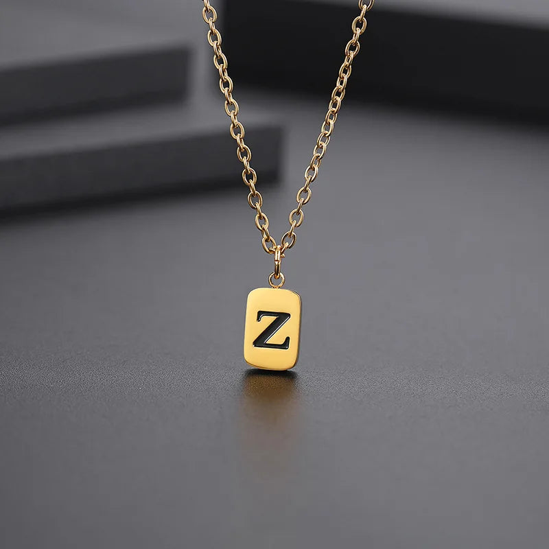 Letter Pendant Square Chain — Gold