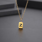 Letter Pendant Square Chain — Gold