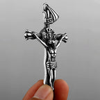 316L Stainless Steel Vintage Jesus Cross Necklace Men's Classic Religious Believer Biker Pendant Jewelry Creative Gift