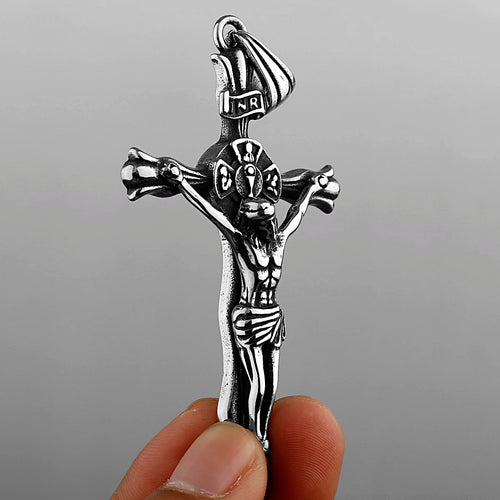 Cross Jesus Pendant Necklace — 316L Stainless Steel