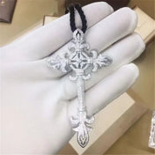 Pave Cross Pendant Necklace — Two-tone