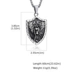 Vnox Archangel Saint Michael Shield Pendant Necklace Stainless Steel Vintage Protection Amulet Chain Jewelry Gifts for Men Women