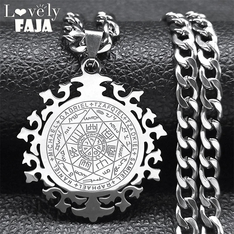 Archangel Amulet Pendant Necklace — Stainless Steel