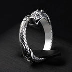 Chinese Dragon Animal Band Ring for Men Women — Silver-Tone