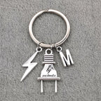 Fashion A-Z Letter Charm Lightning Bolt Plug Electrician Keychain for Electrical Worker Bag Car Keyring Gifts
