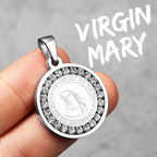 Virgin Mary Pendant Necklace Stainless Steel Vintage