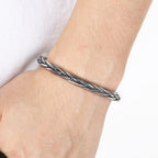 Retro Men Open Bangle for Man Stainless Steel Men's Braided Chain Style Cuff Bracelets Cool Birthday Jewelry Gifts for