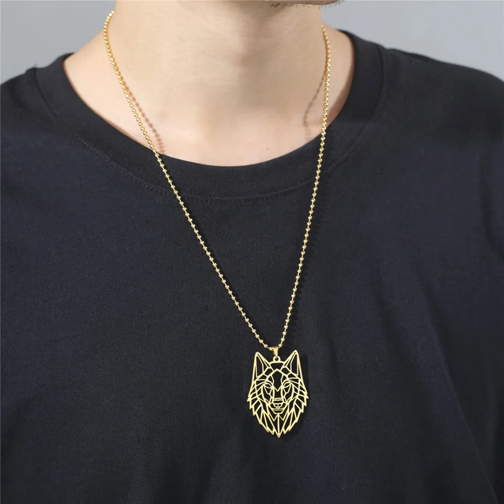 Skyrim Wolf Amulet Cut Out Pendant Necklace Men Women Stainless Steel Hip Hop Box Chain Necklaces Animal Jewelry Birthday Gift