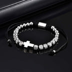 Cross Pineapple Bead Bracelet — Stainless Steel