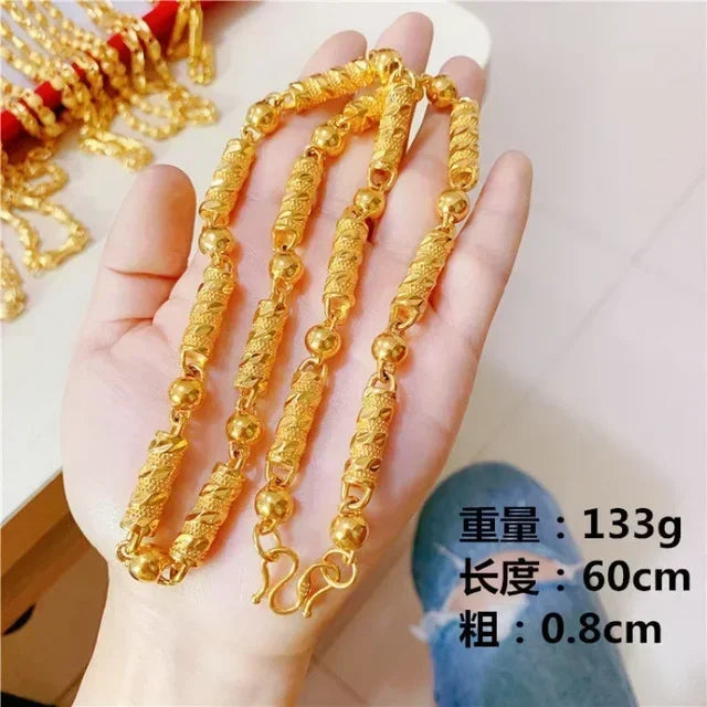 Mens and womens 18K gold necklace AU750 ball chain transfer domineering jewelry boss chain free shipping with