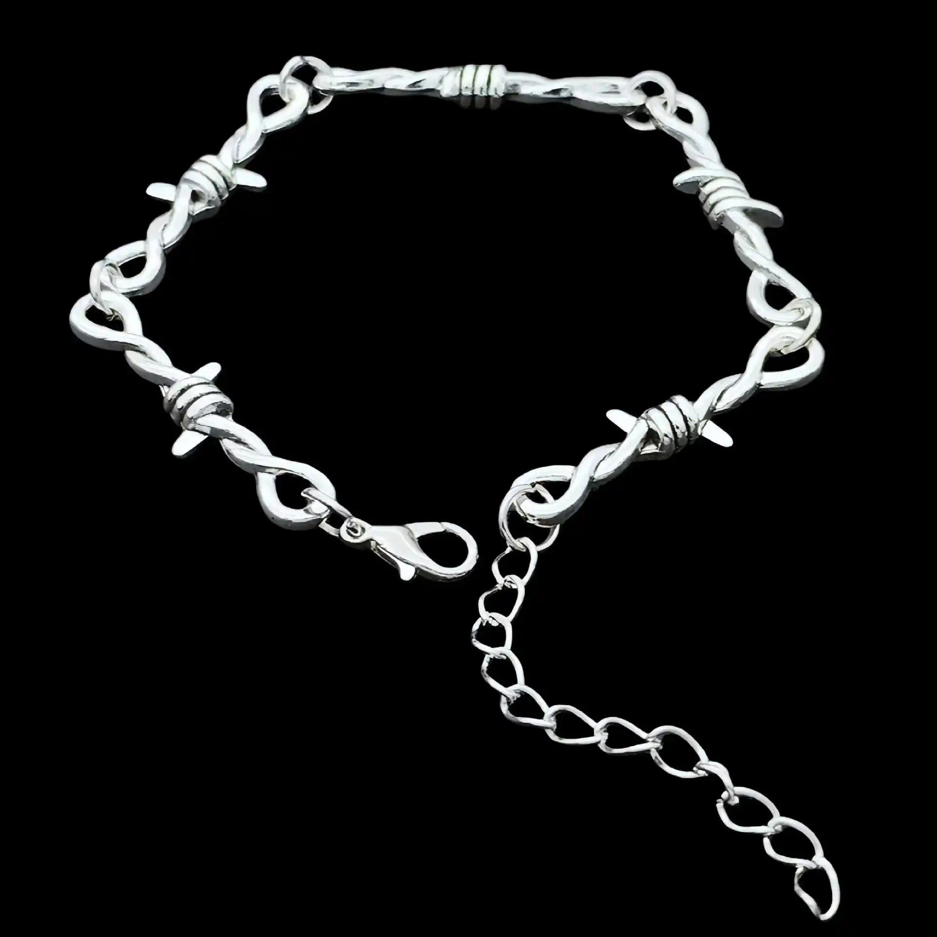 Silver Star Sword Pendant Thorn Chain Bracelet