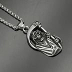 Grim Reaper Skull Biker Pendant Necklace — Stainless Steel