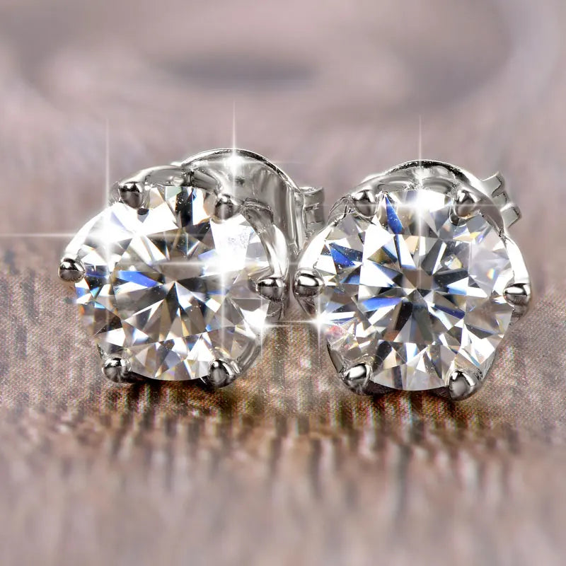 Rrjzz Certified 0.5CT-1CT D Color VVS1 Moissanite Stud Earrings 925 Sterling Silver Plated Hypoallergenic Earrings for Men Women