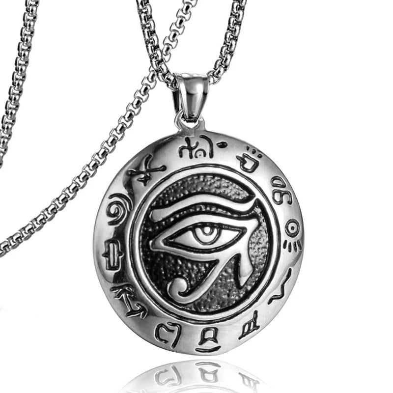 Silver Eye of Horus Pendant Necklace Statement