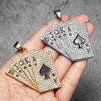Royal Flush Poker Card Pendant Necklace — Stainless Steel