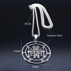 Demon Silver Pendant Seal Forneus Round Colares
