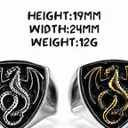 Dragon Shield Ring 316L Stainless Steel Men Rings Rock Punk Norse Myth for Biker Male Boyfriend Jewelry Best Creative