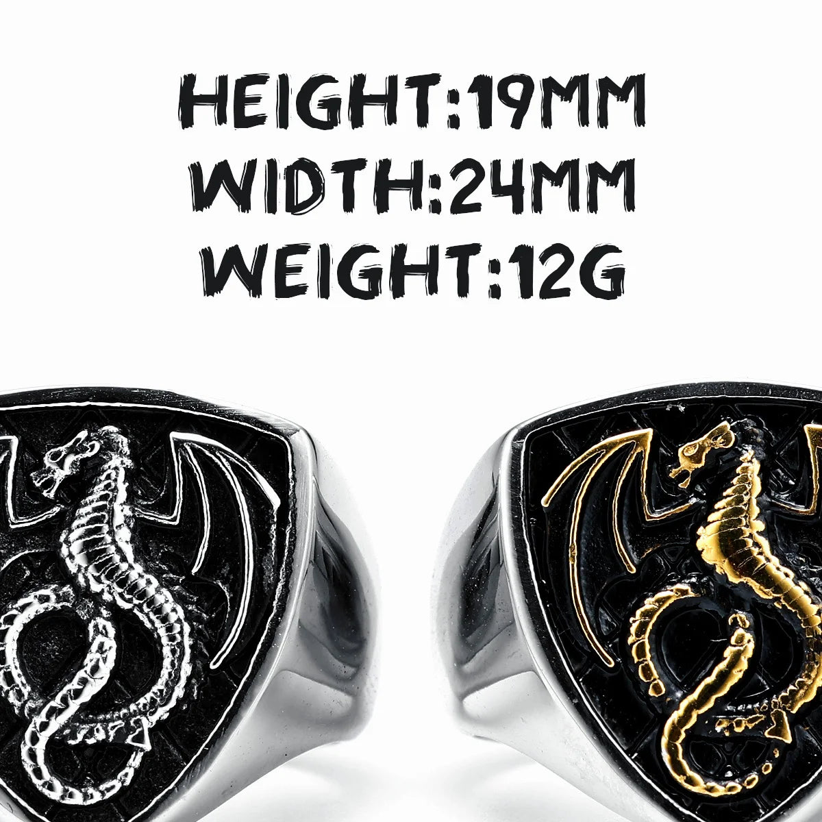Dragon Shield Ring 316L Stainless Steel Men Rings Rock Punk Norse Myth for Biker Male Boyfriend Jewelry Best Creative