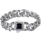 Man Bracelet Homme 12MM Wide Stainless Steel Curb Chain Charm Bracelets On Hand Bands for Men Vintage Mens Jewellery