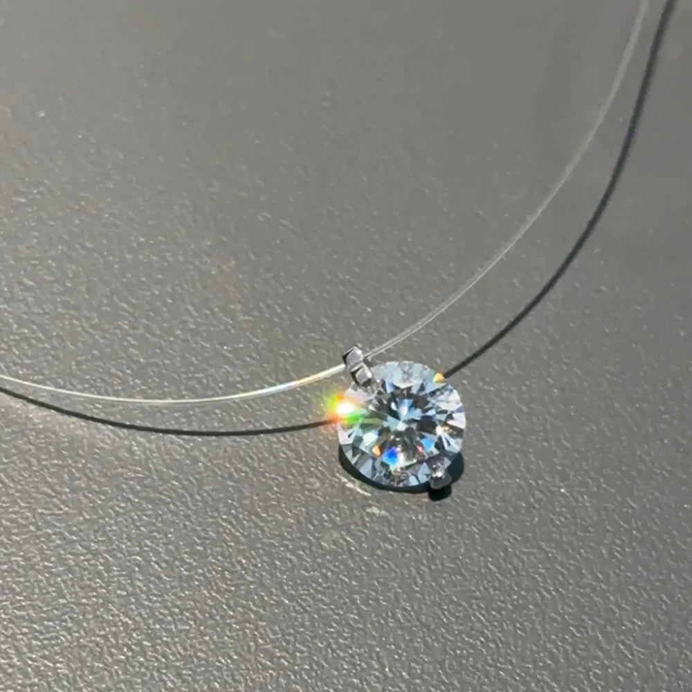 D VVS1 0.5-5CT Moissanite Diamond S925 Sterling Silver Invisible Transparent Fishing Line Clavicle Chain Necklace for