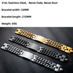 HNSP 24MM Width 316L Stainless Steel Cuban Chain Cross Bracelet For Men Jewelry Male Hand Chain Wrap Bracelets Punk