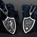 Angel Shield Fashion Archangel Michael Amulet Stainless Steel Pendant Cross Wing Pendant Necklace Gift Wholesale
