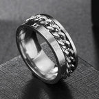 Anxiety Fidget Rings For Men Spining Titanium Stainless Steel Colorfully Spinner Rotatable Chain Jewelry Rotating Rings