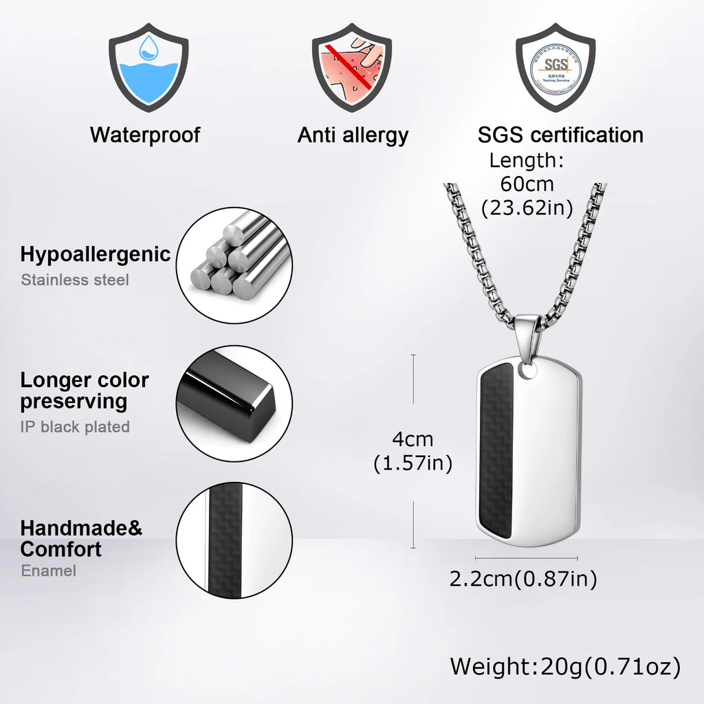 Men's Stylish Dog Tag Pendant Necklace, Stainless Steel Geometric Dog Tag Necklace, Fashion Casual Jewelry Gifts for