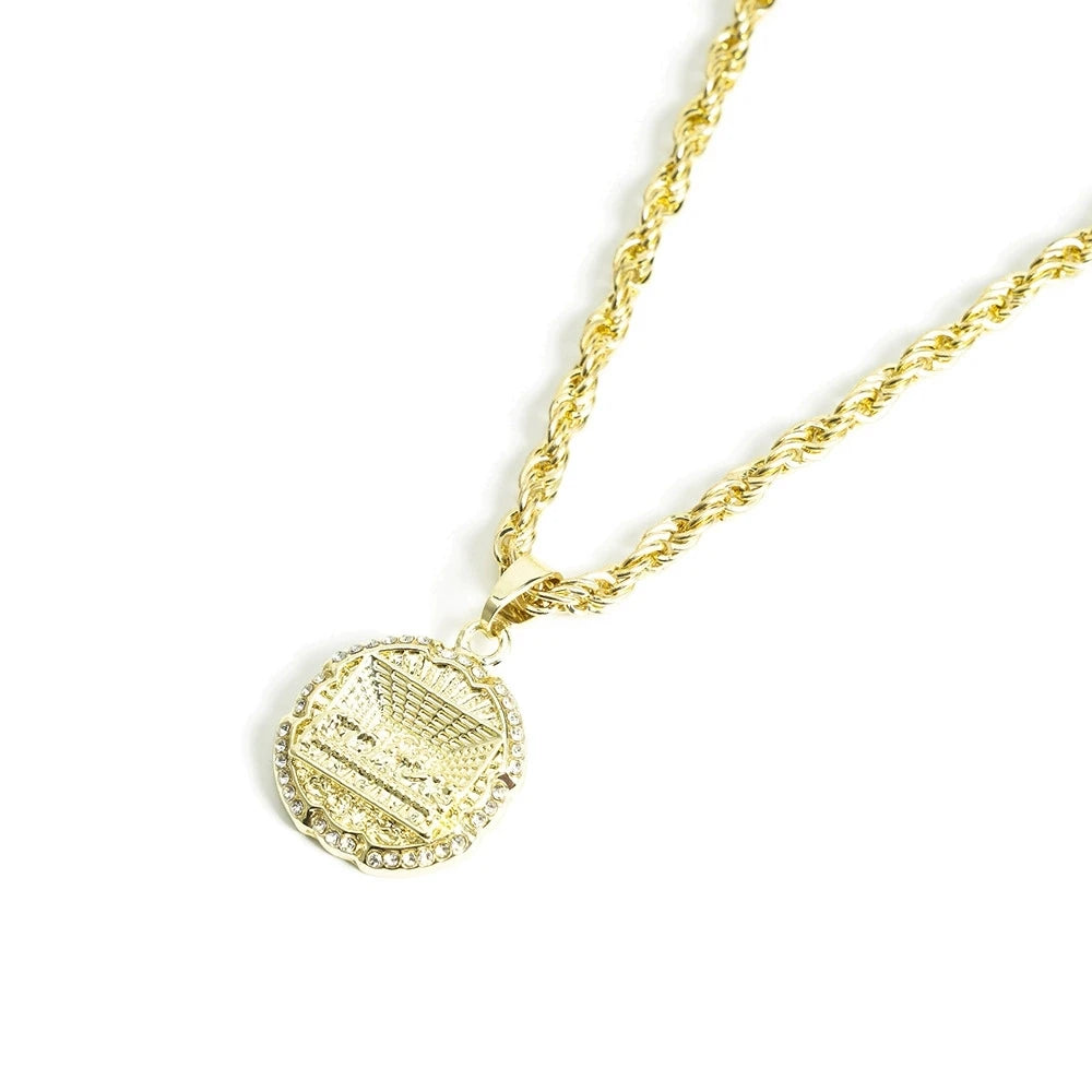 Hip Hop Round Medallion Last Supper Pendant Necklace With 4MM Rope Chain Fashion Necklaces for Men and Women Rock Rapper Jewelry