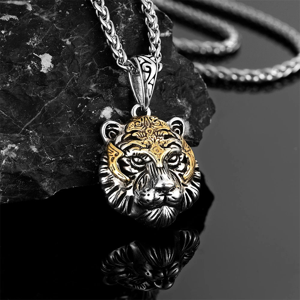 Tiger Head Pendant Necklace — Copper