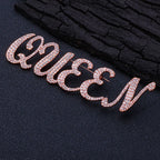Iced Out Letter Name Pin Brooch Rose Gold
