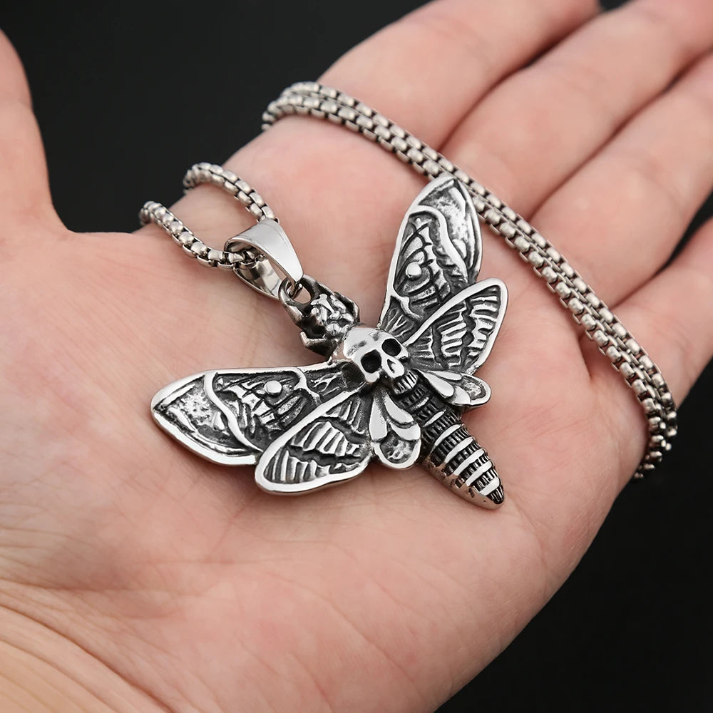 Skull Moth Pendant — Stainless Steel