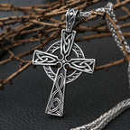 Vintage Stainless Steel Viking Valknut Necklace Mens Nordic Street Style Celtics Knot Cross Odin Pendant Necklace Biker