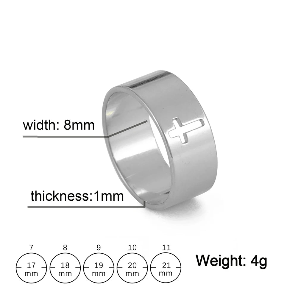 Gothic Wedding Cross Ring — Stainless Steel
