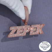 Rose Gold Baguette Letter Pendant Moissanite